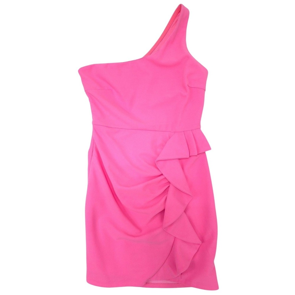 Lena Pink One Shoulder Ruffle Mini Dress S